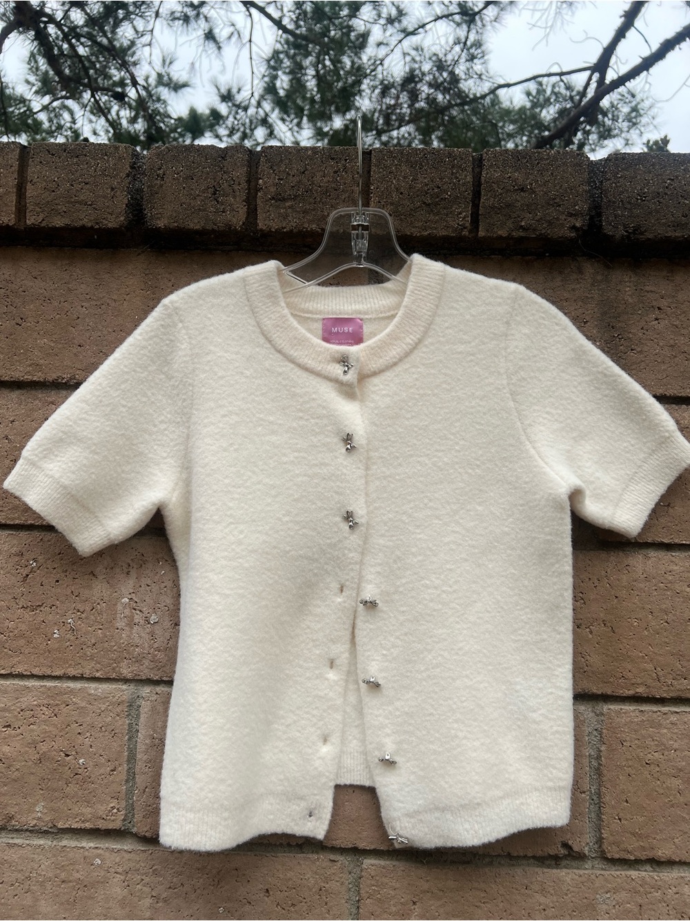 MUSE Cream Short-Sleeve Knit Cardigan - Perfect for the Holidays